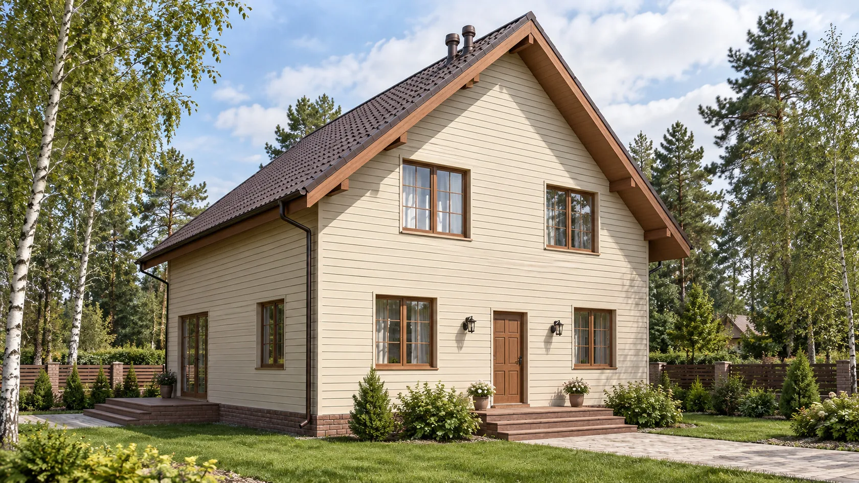 Каркасный дом с мансардой, 147,4 м² — готовый дом на участке