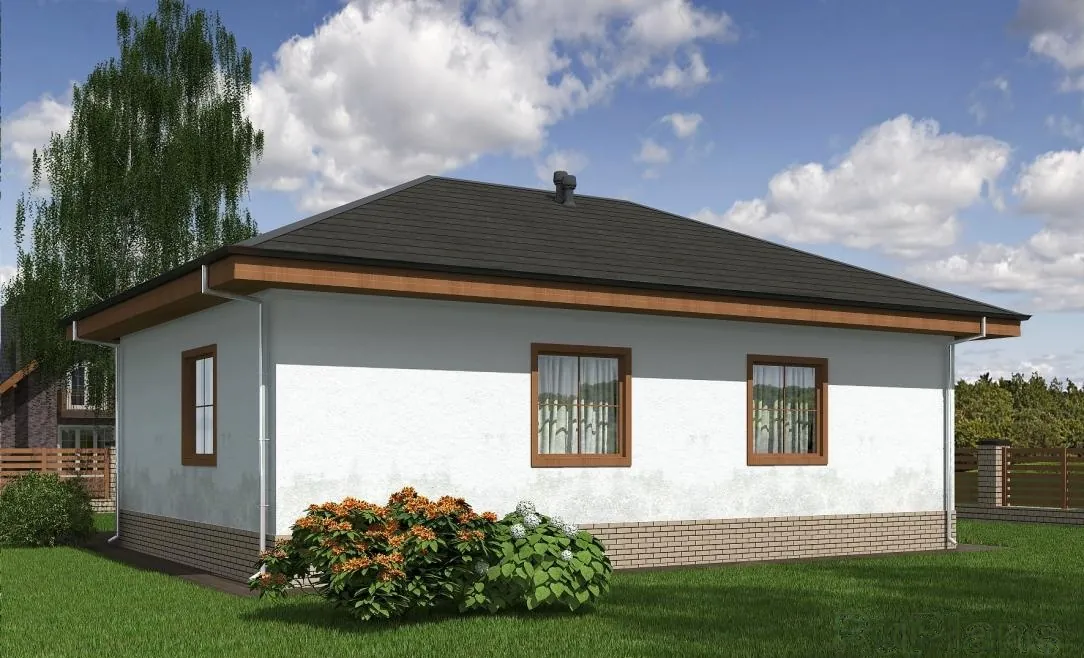 Одноэтажный каркасный дом, 82,6 м² — 3D-вид 2