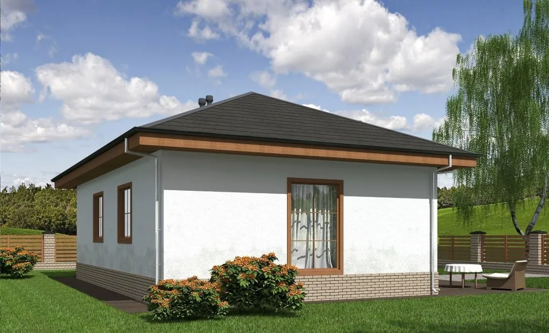 Одноэтажный каркасный дом, 82,6 м² — 3D-вид 3