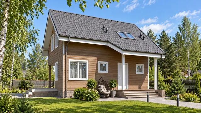 Каркасный дом с мансардой, 91,3 м² — готовый дом на участке