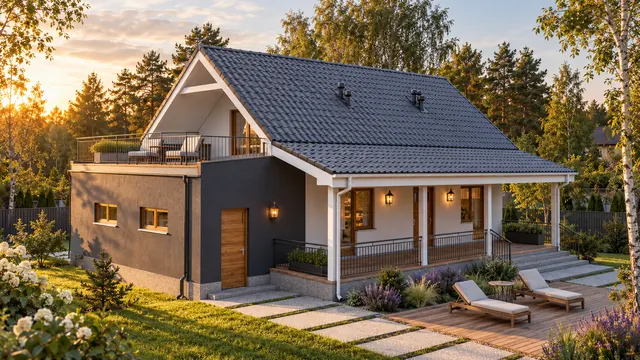 Каркасный дом с мансардой и гаражом, 161,5 м² — готовый дом на участке