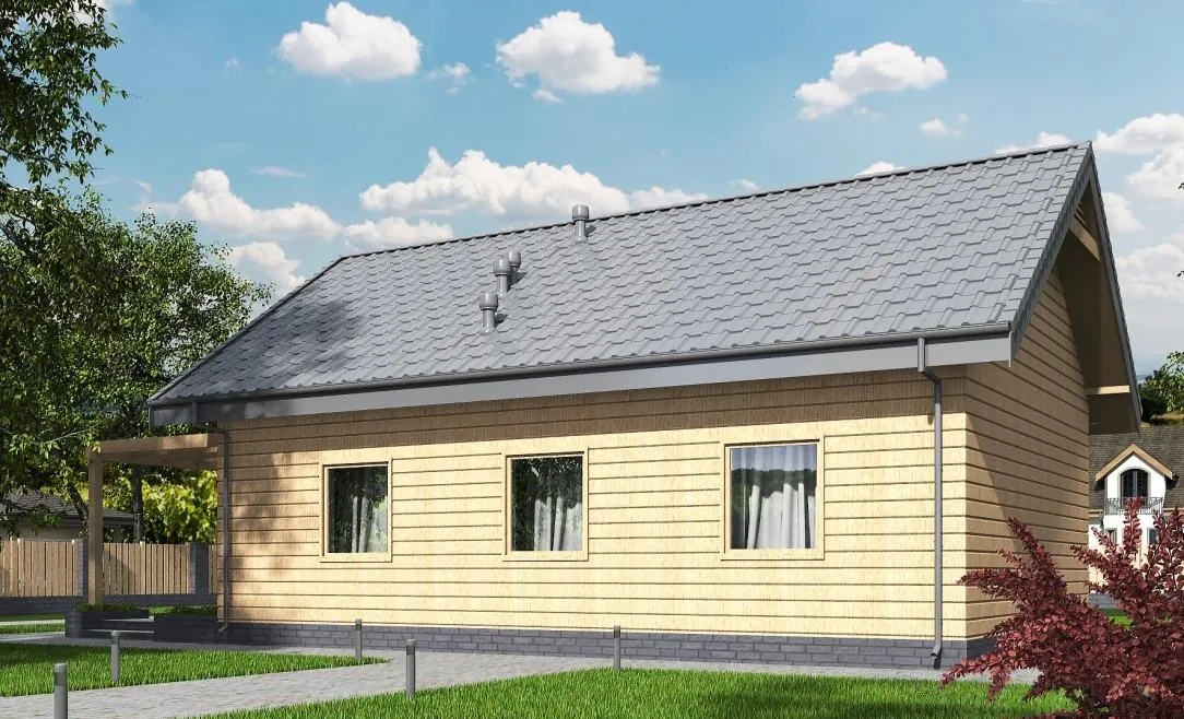 Одноэтажный каркасный дом, 59,9 м² — 3D-вид 2