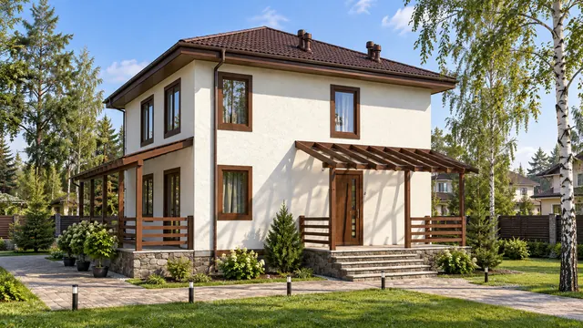 Двухэтажный каркасный дом, 125,6 м² — готовый дом на участке