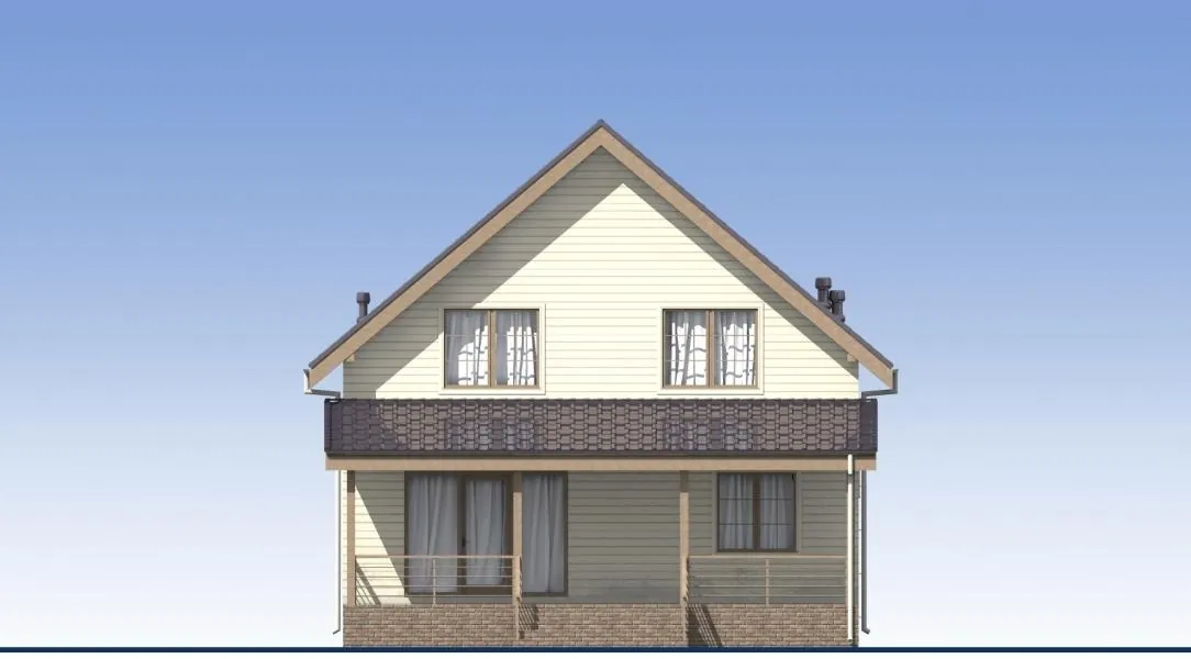 Каркасный дом с мансардой, 147,4 м² — фасад 3