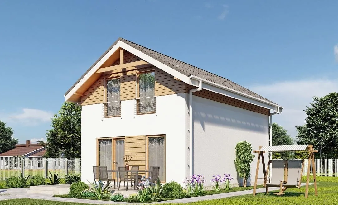 Каркасный дом с мансардой, 111,1 м² — 3D-вид 2