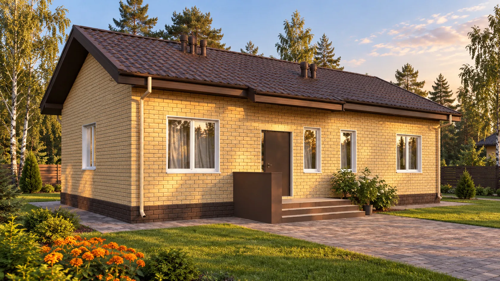 Одноэтажный каркасный дом, 90,4 м² — готовый дом на участке