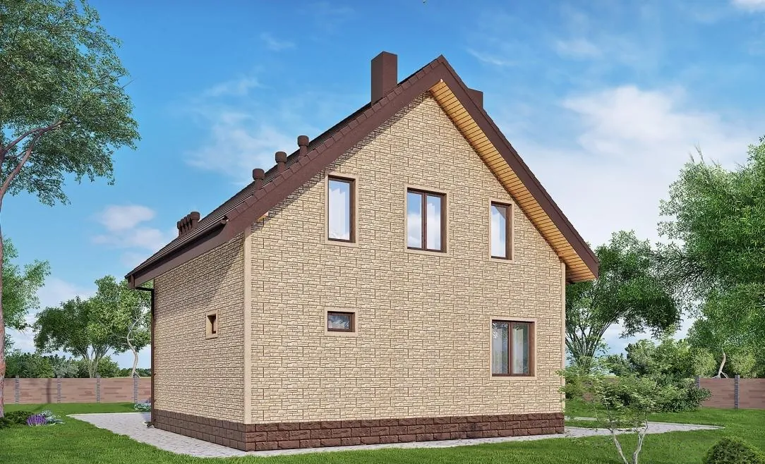 Каркасный дом с мансардой, 101 м² — 3D-вид 2