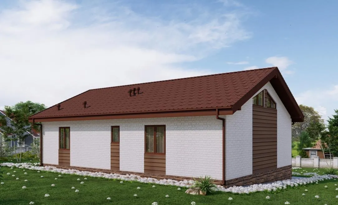 Одноэтажный каркасный дом, 111,5 м² — 3D-вид 2