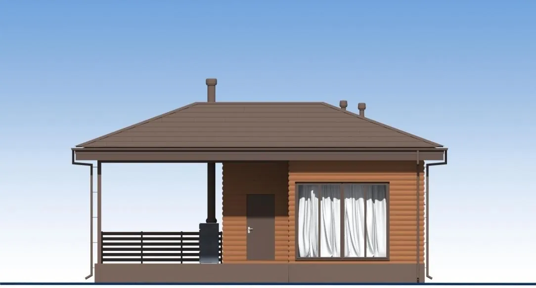 Каркасная баня, 30,4 м² — фасад 1