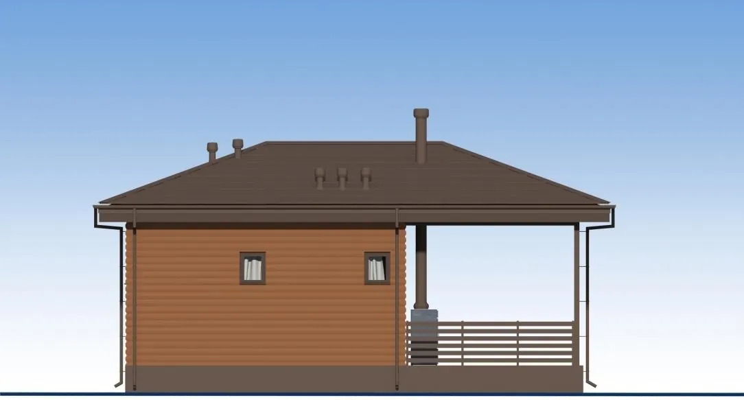 Каркасная баня, 30,4 м² — фасад 3