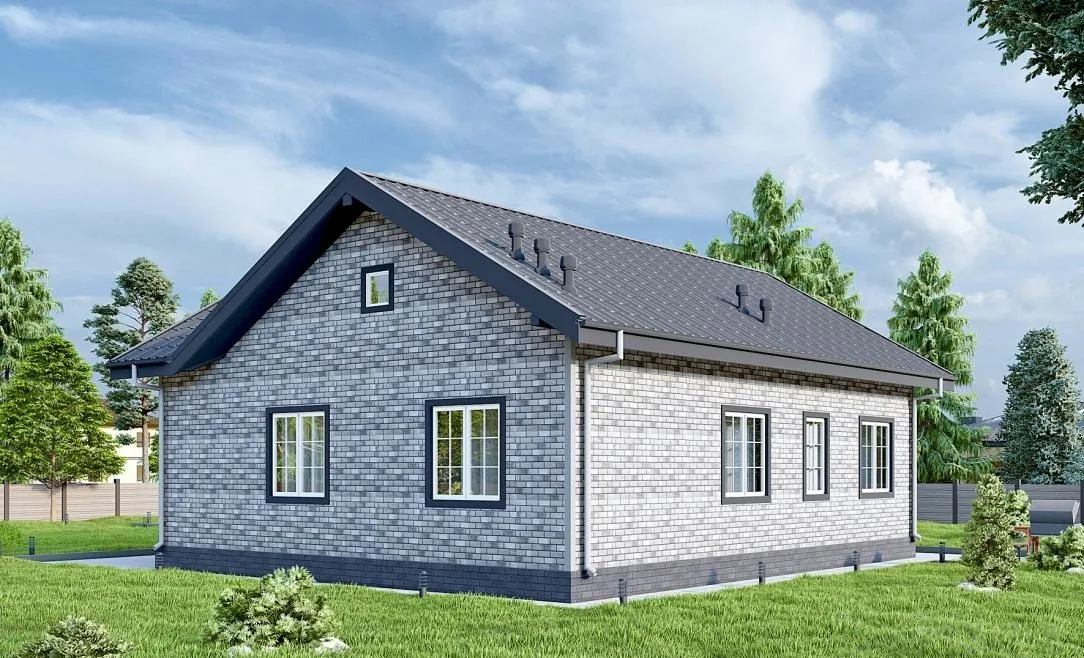 Одноэтажный каркасный дом, 90,5 м² — 3D-вид 2